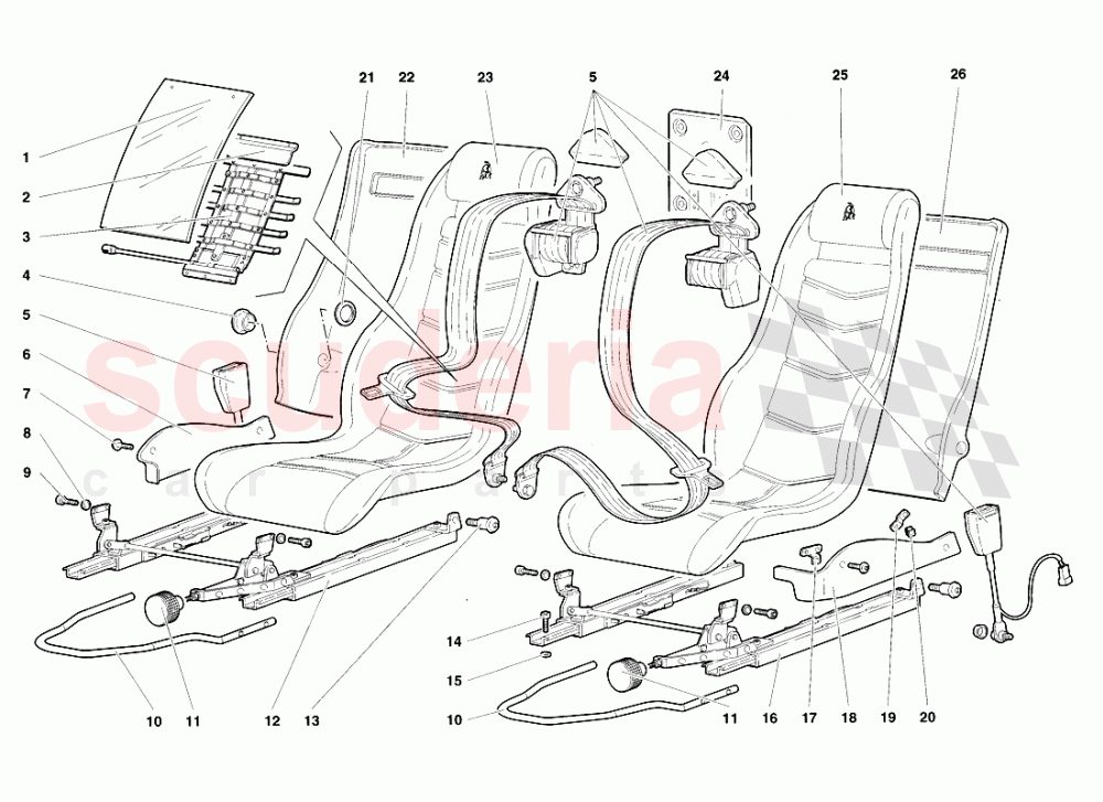 Seats and Safety Belts of Lamborghini Lamborghini Diablo VT Roadster (1998-2000)