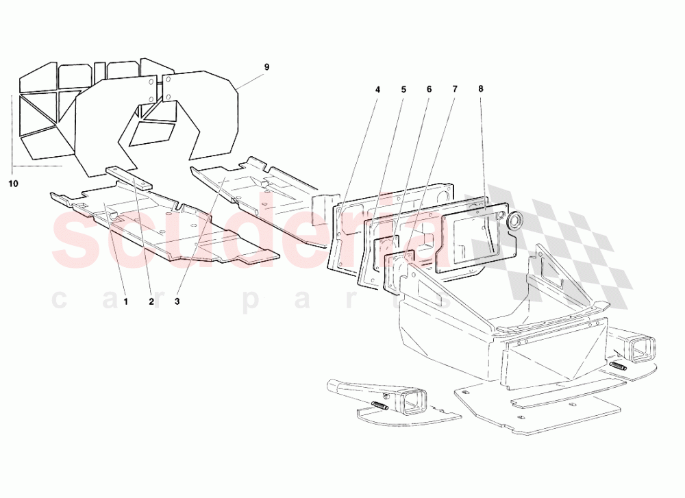 Frame Floor Panels (Valid for UK 1998) of Lamborghini Lamborghini Diablo VT Roadster (1998-2000)