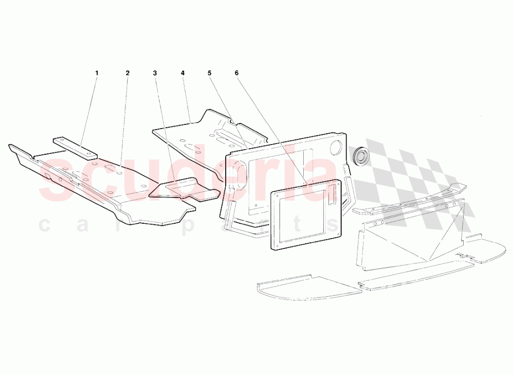 Frame Floor Panels (Valid for Australia Version - October 1991) of Lamborghini Lamborghini Diablo (1990-1998)