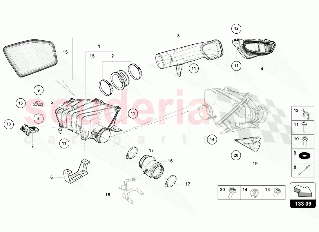 AIR FILTER HOUSING of Lamborghini Lamborghini Huracan Evo Spyder