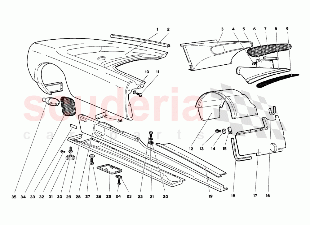 Body Elements - Right Side of Lamborghini Lamborghini Diablo VT 6.0 (2000-2001)