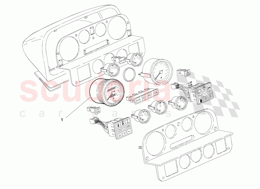 Dashboard Instruments (Valid for USA Version - September 1991) of Lamborghini Lamborghini Diablo (1990-1998)