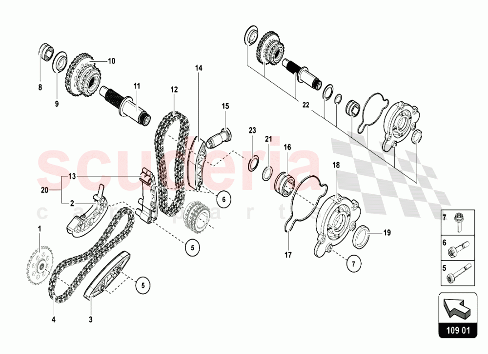 LOWER HEAD TIMING SYSTEM of Lamborghini Lamborghini Aventador LP720 Coupe