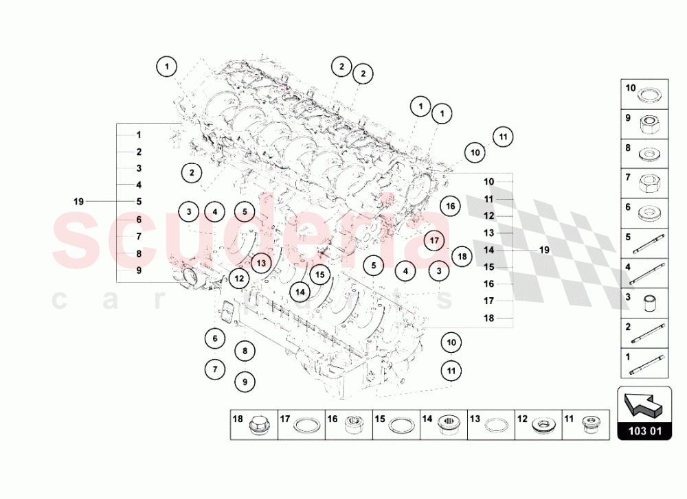 CRANKCASE of Lamborghini Lamborghini Aventador LP700 Roadster