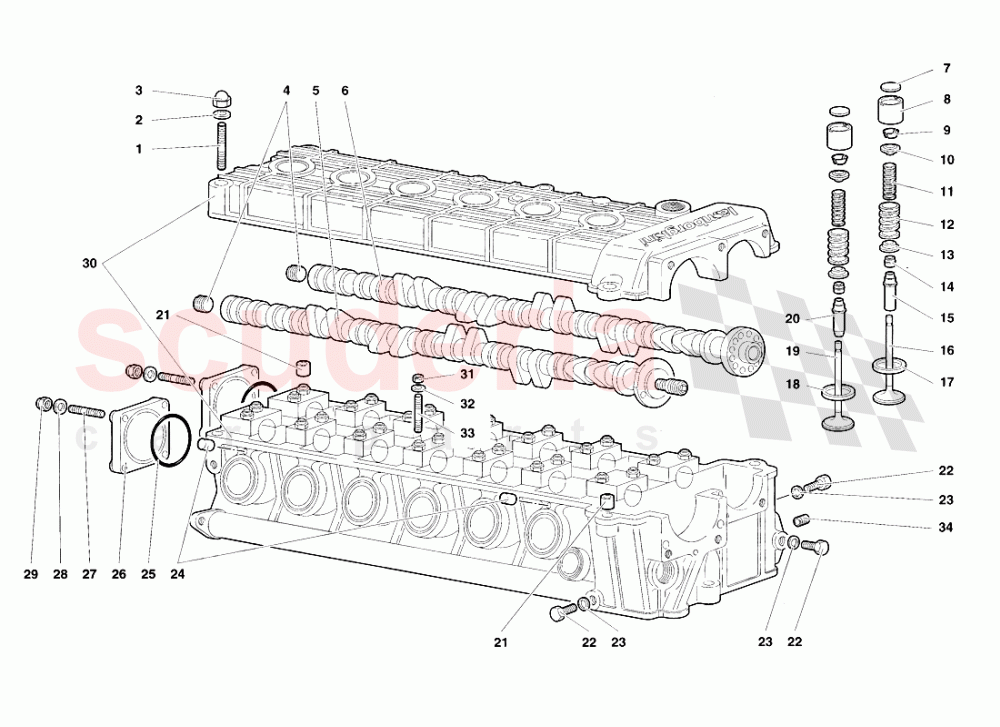 Left Cylinder Head of Lamborghini Lamborghini Diablo VT Roadster (1998-2000)