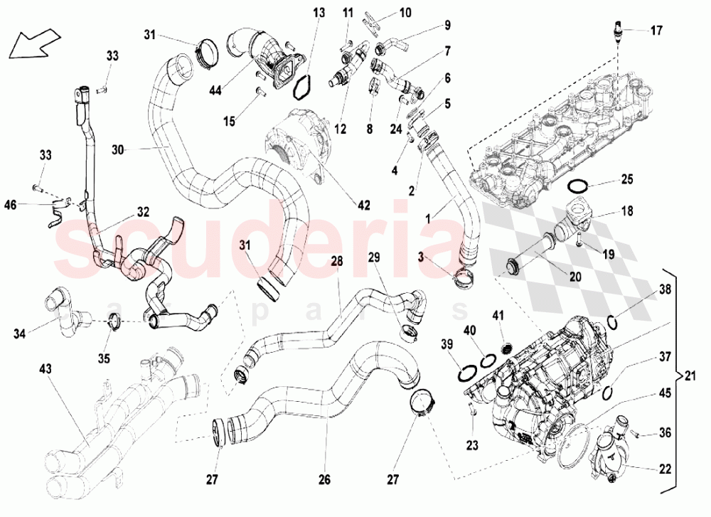 Coolant Regulator Housing of Lamborghini Lamborghini Gallardo LP550 Coupe