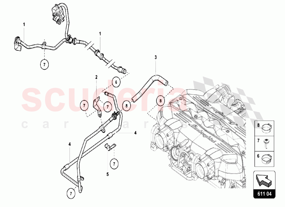 VACUUM HOSES FOR - BRAKE SERVO of Lamborghini Lamborghini Aventador LP750 SV Coupe