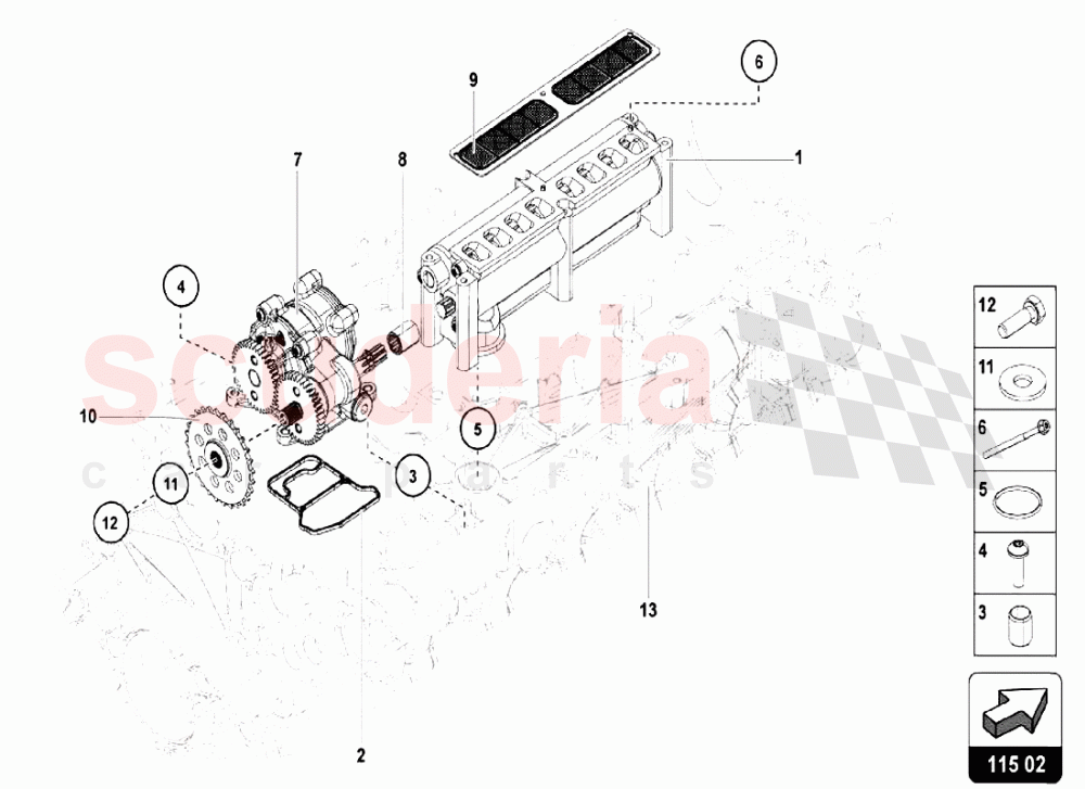 OIL PUMP of Lamborghini Lamborghini Aventador LP750 SV Roadster