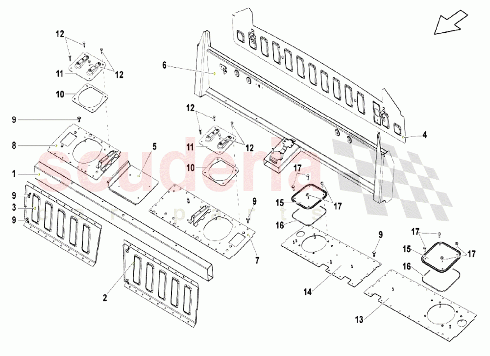 Frame Elements - Rear Panel of Lamborghini Lamborghini Gallardo LP550 Coupe