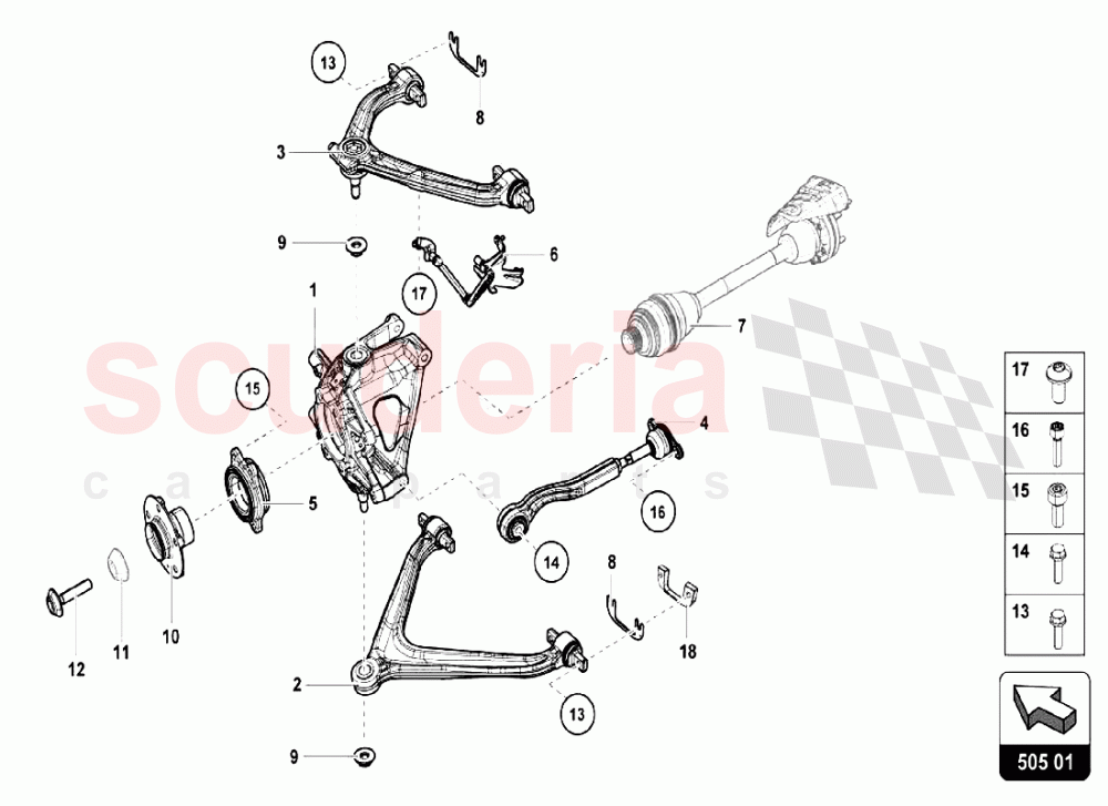 REAR ARMS of Lamborghini Lamborghini Huracan LP610 Spyder