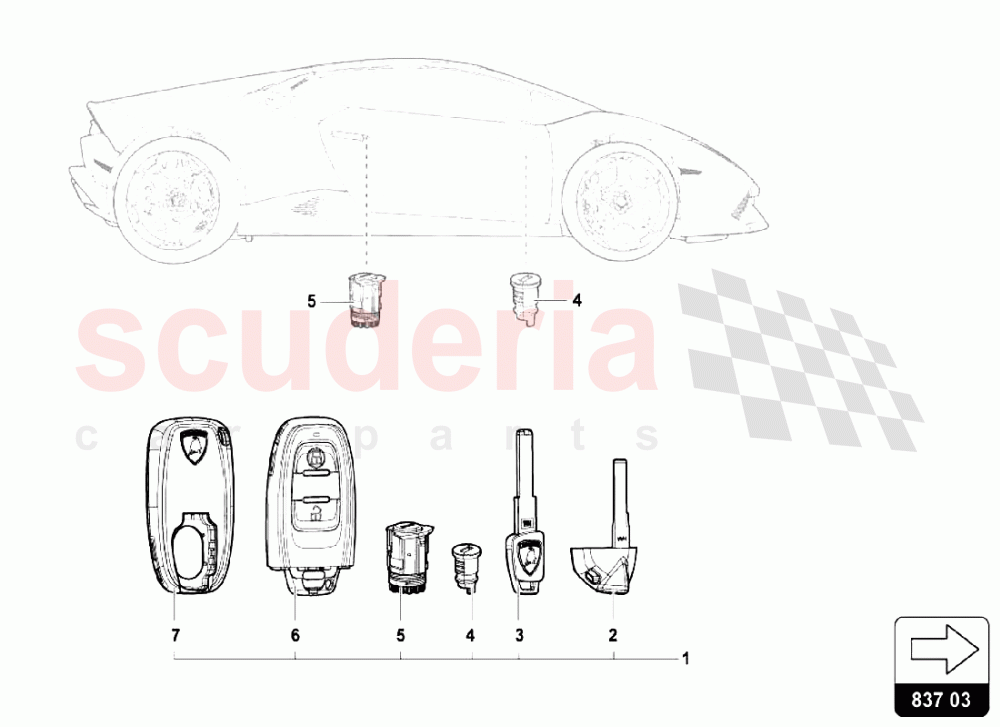 Keys Kit of Lamborghini Lamborghini Huracan LP580 Coupe