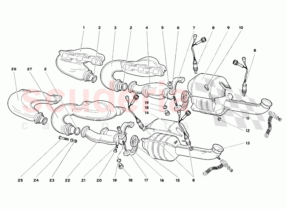 Exhaust System (Valid for USA and Canada - July 1999) 1 of Lamborghini Lamborghini Diablo SV (1999)