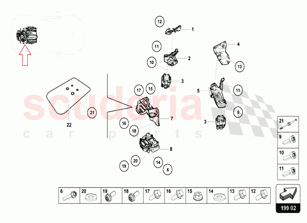 SECURING PARTS FOR ENGINE of Lamborghini Lamborghini Huracan LP610 Coupe