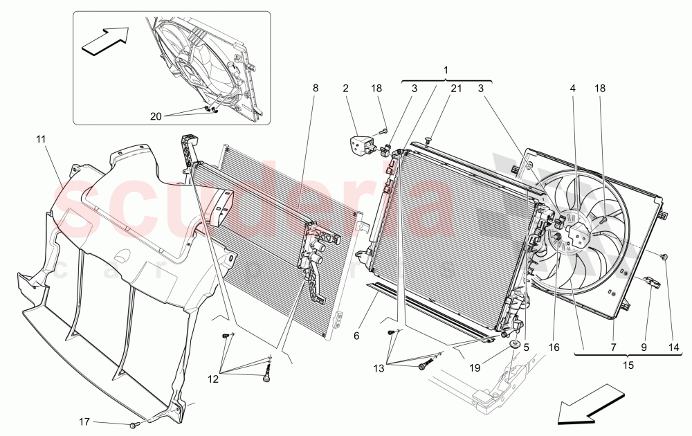 COOLING: AIR RADIATORS AND DUCTS of Maserati Maserati Ghibli (2014-2016) S