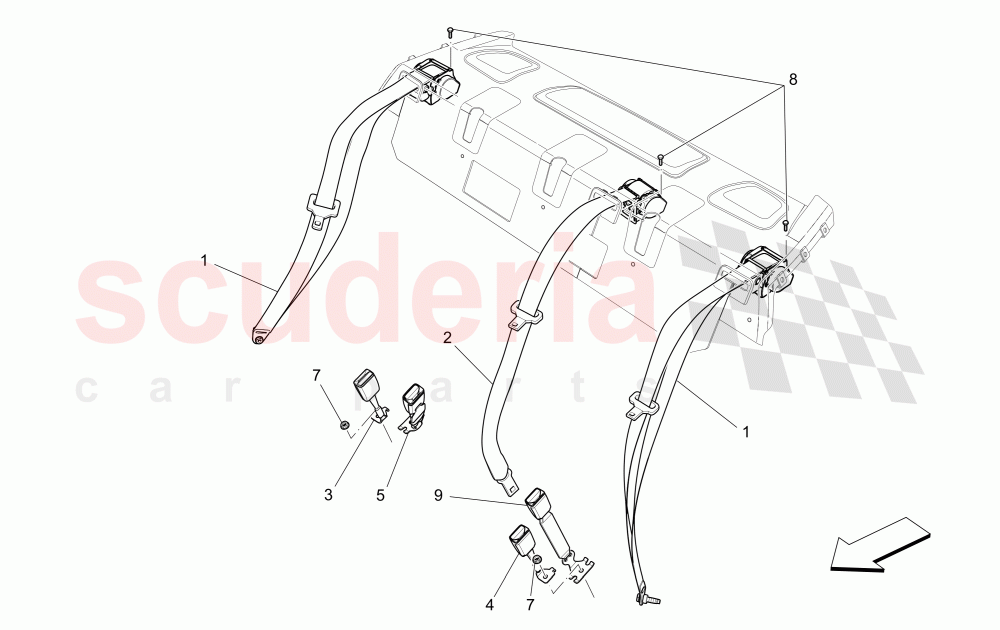 REAR SEAT BELTS of Maserati Maserati Ghibli (2017+) Diesel
