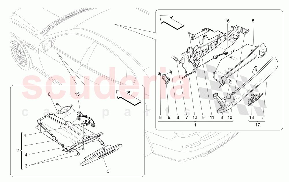 GLOVE COMPARTMENTS of Maserati Maserati Quattroporte (2013+) GTS