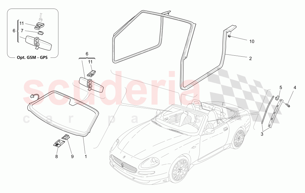 WINDOWS AND WINDOW STRIPS of Maserati Maserati GranSport Spyder (2005-2007)