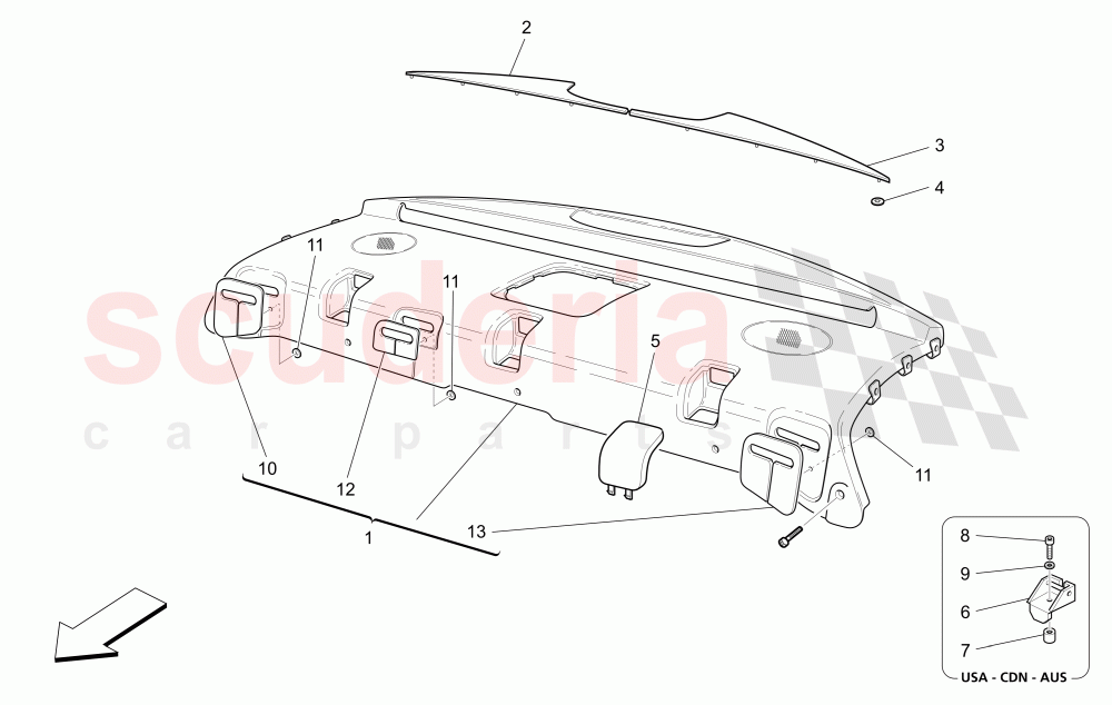 REAR PARCEL SHELF of Maserati Maserati Quattroporte (2003-2007) Auto