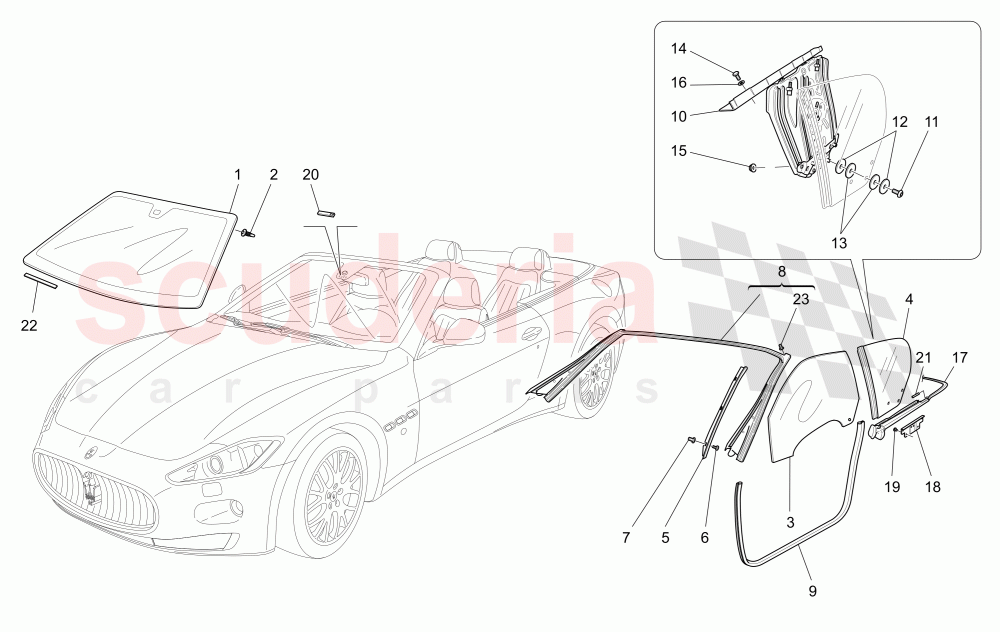 WINDOWS AND WINDOW STRIPS of Maserati Maserati GranCabrio (2013+)