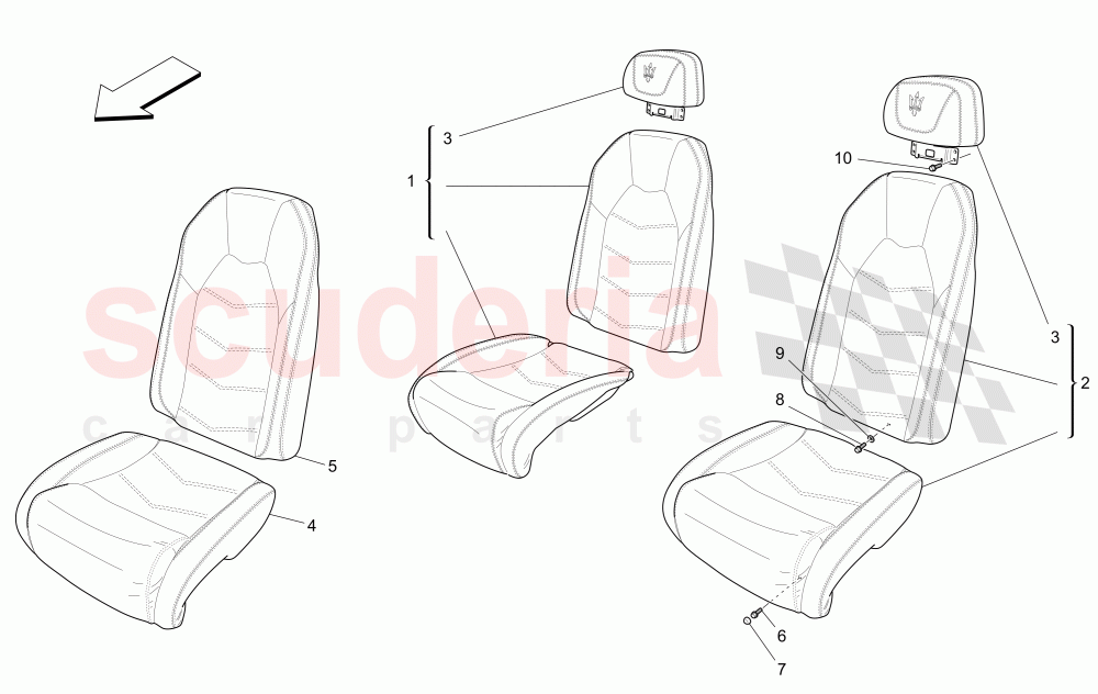 REAR SEATS: TRIM PANELS (Available with: CENTENNIAL INTERNALSNot available with: Sport, GranCabrio FENDI equipment, Special Edition) of Maserati Maserati GranCabrio (2013+)