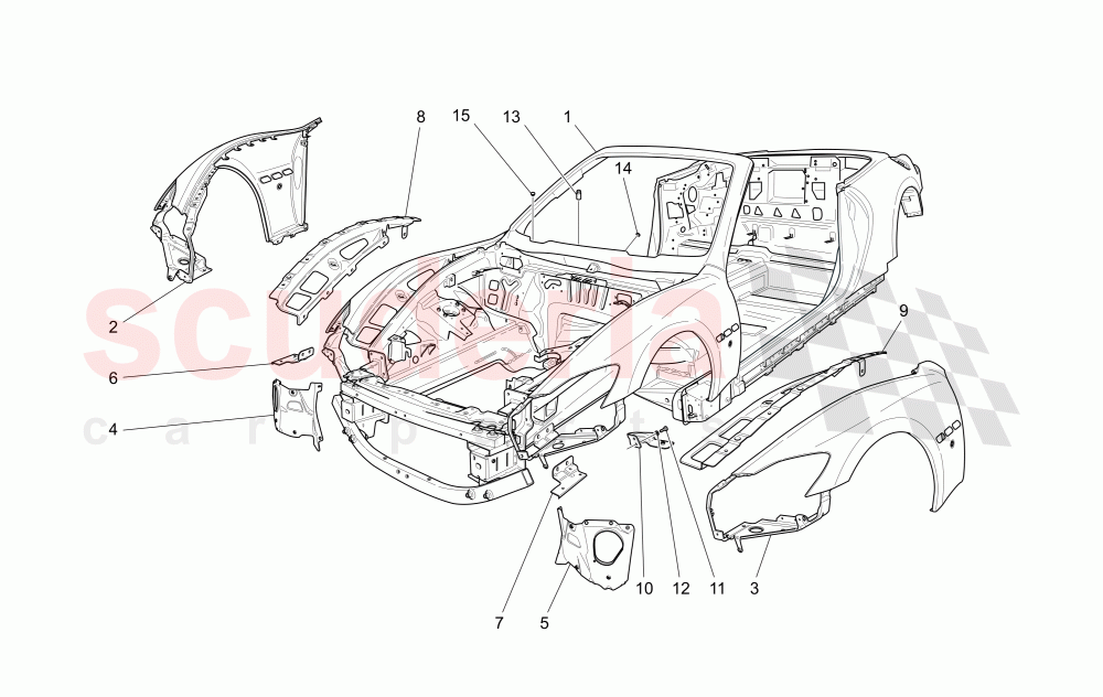 BODYWORK AND FRONT OUTER TRIM PANELS of Maserati Maserati GranCabrio (2013+) Sport