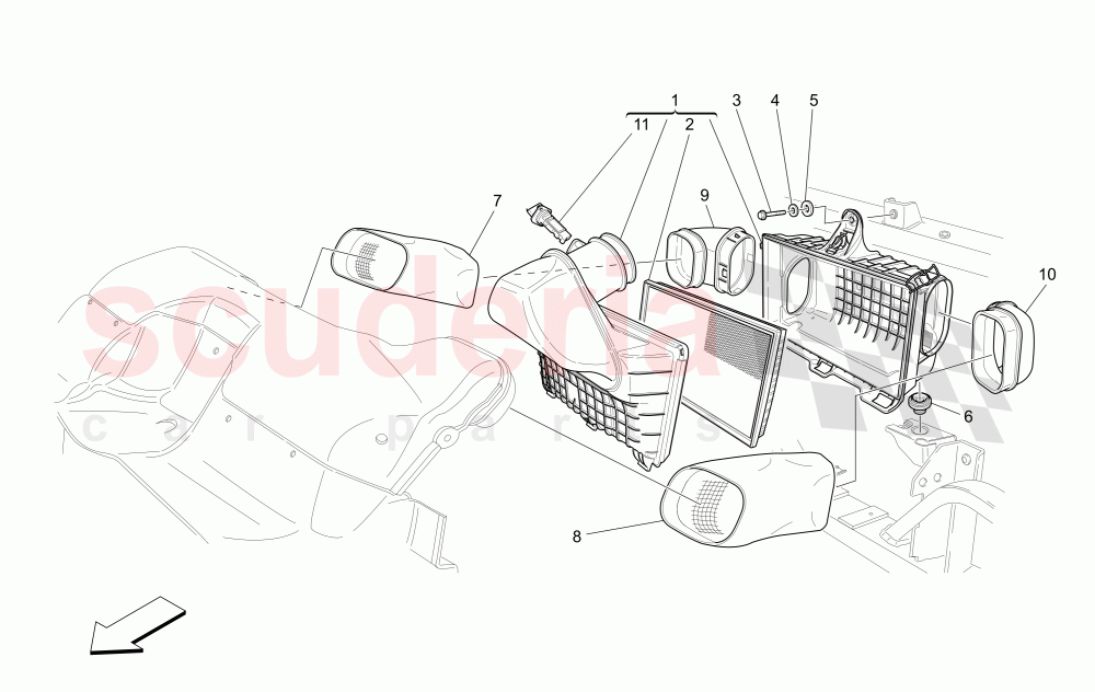 AIR FILTER, AIR INTAKE AND DUCTS of Maserati Maserati GranCabrio (2013+)