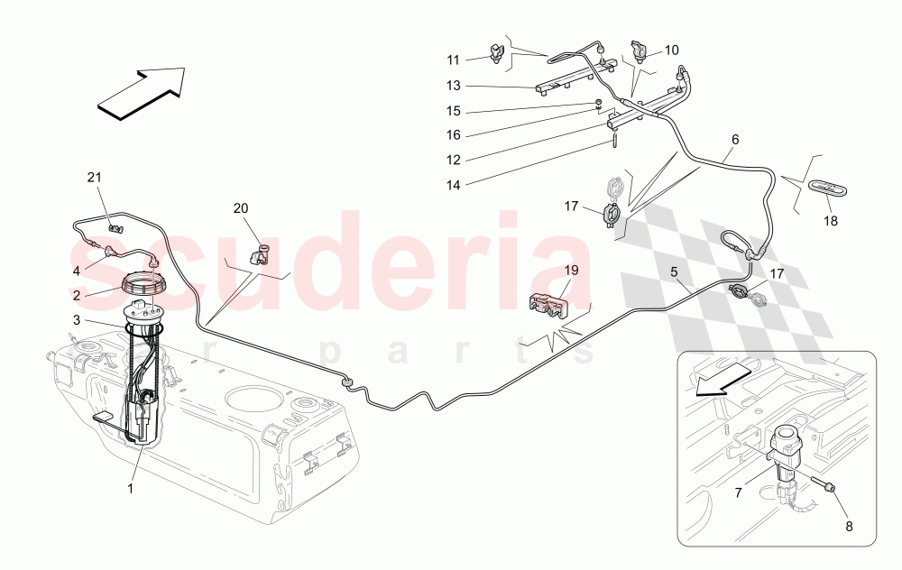 FUEL PUMPS AND CONNECTION LINES of Maserati Maserati Quattroporte (2008-2012) S 4.7