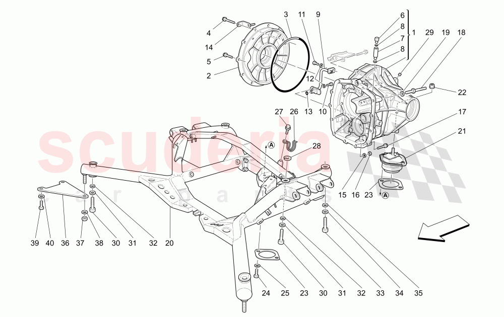 DIFFERENTIAL BOX AND REAR UNDERBODY of Maserati Maserati 4200 Spyder (2005-2007) GT