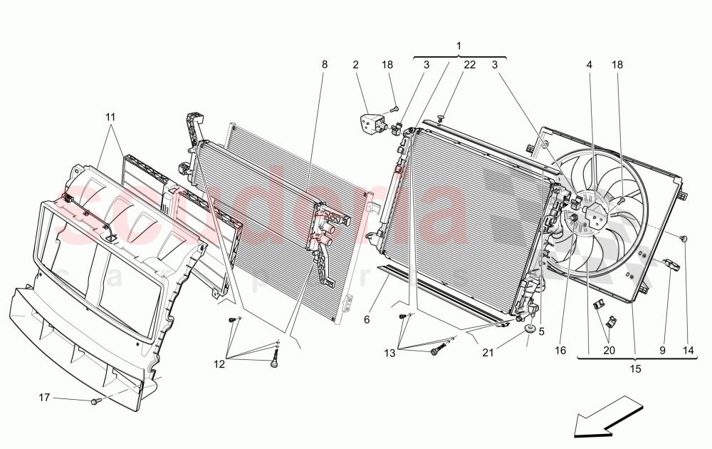 COOLING: AIR RADIATORS AND DUCTS of Maserati Maserati Levante (2017+) S