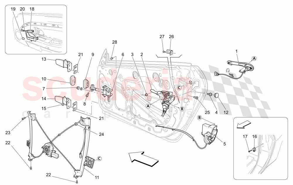 FRONT DOORS: MECHANISMS of Maserati Maserati GranCabrio (2013+)