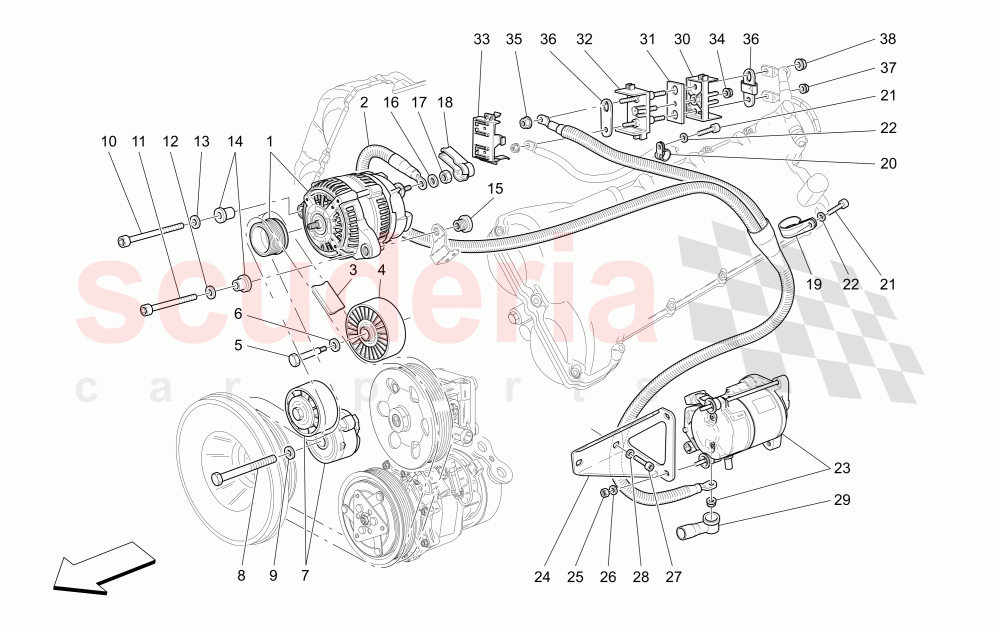 ALTERNATOR AND STARTING MOTOR of Maserati Maserati 4200 Coupe (2005-2007) GT