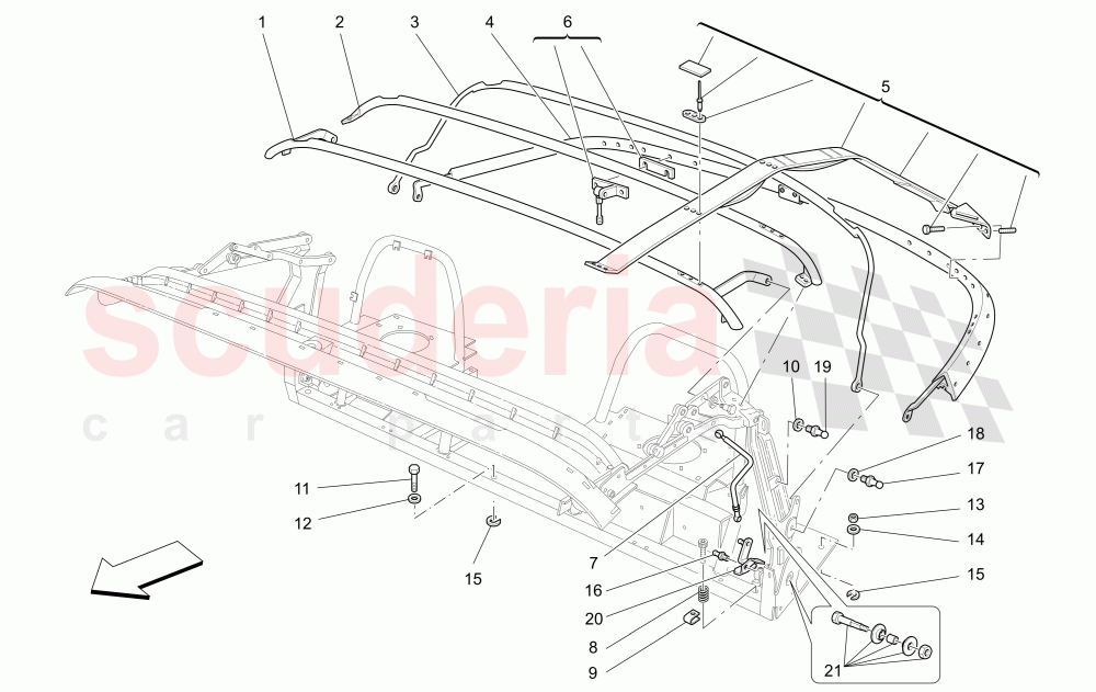 ELECTRICAL CAPOTE: STRUCTURE of Maserati Maserati GranSport Spyder (2005-2007)