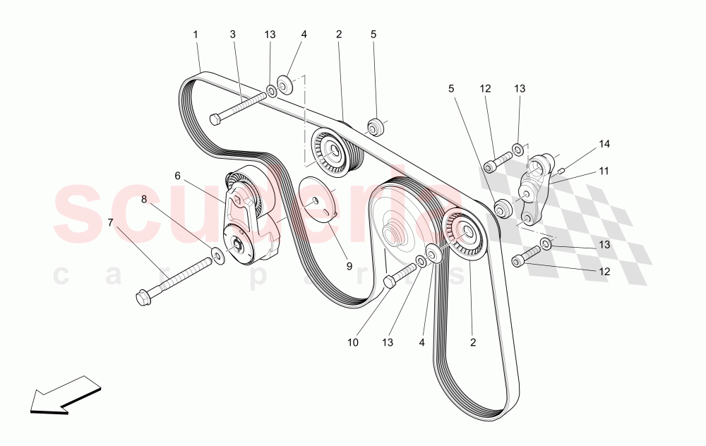 AUXILIARY DEVICE BELTS of Maserati Maserati Quattroporte (2013-2016) V6 330bhp