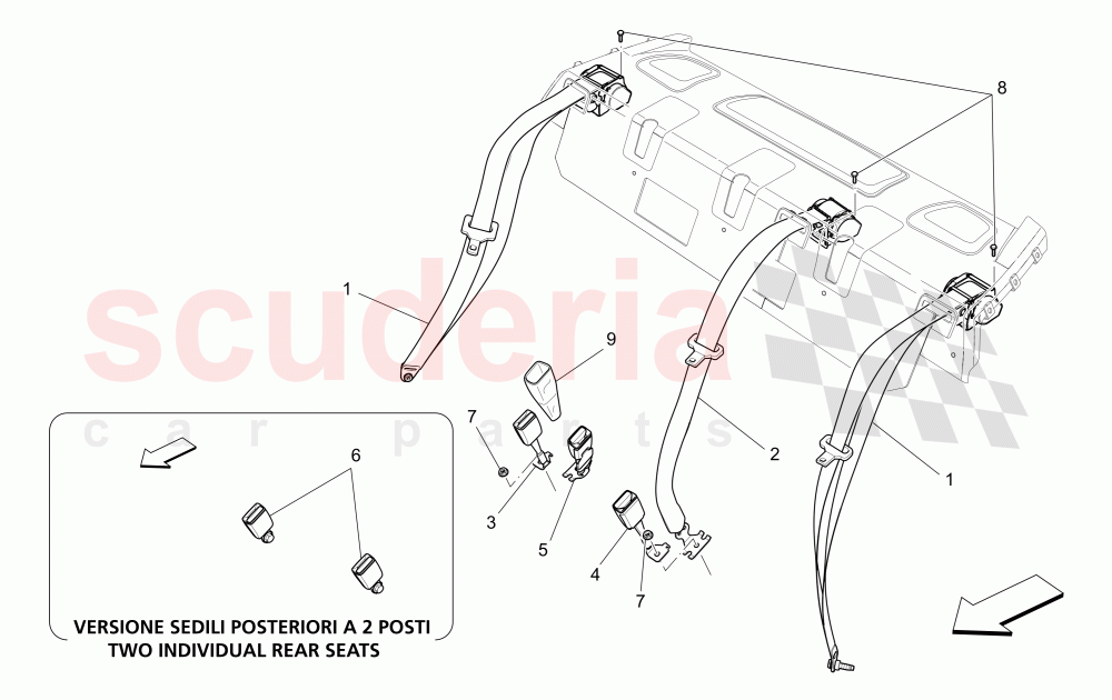 REAR SEAT BELTS of Maserati Maserati Quattroporte (2013-2016) V6 330bhp
