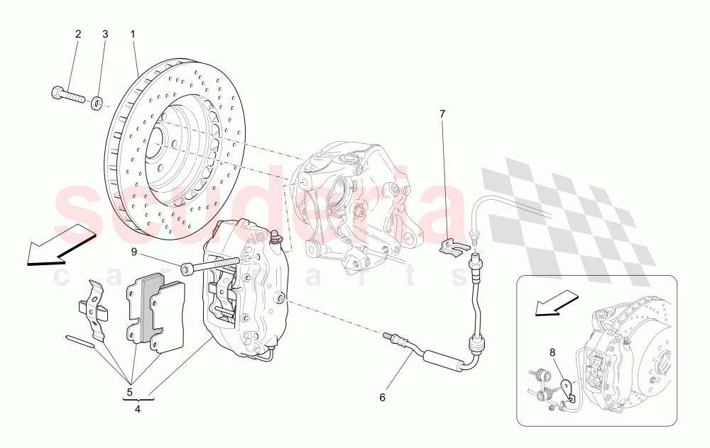 BRAKING DEVICES ON REAR WHEELS (Not available with: Special Edition) of Maserati Maserati GranCabrio (2013+) Sport