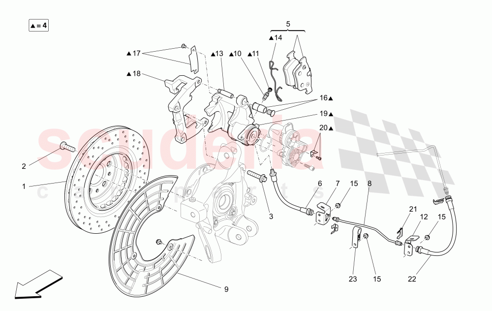 BRAKING DEVICES ON REAR WHEELS of Maserati Maserati Levante (2017+) Diesel