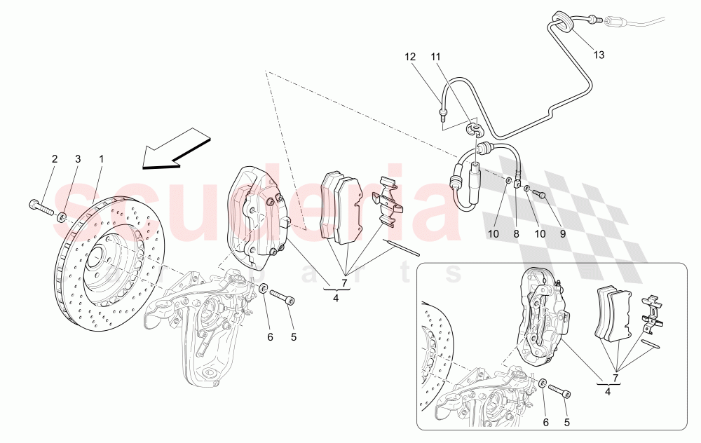 BRAKING DEVICES ON FRONT WHEELS (Not available with: Special Edition) of Maserati Maserati GranTurismo (2009-2012) S Auto