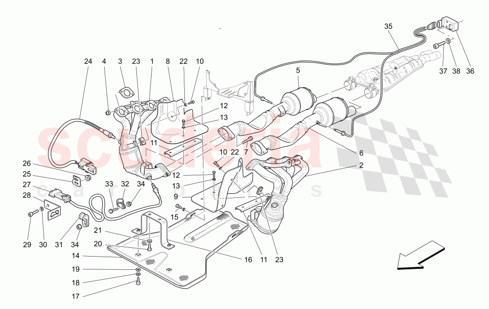 EXHAUST SYSTEM of Maserati Maserati 4200 Spyder (2005-2007) GT