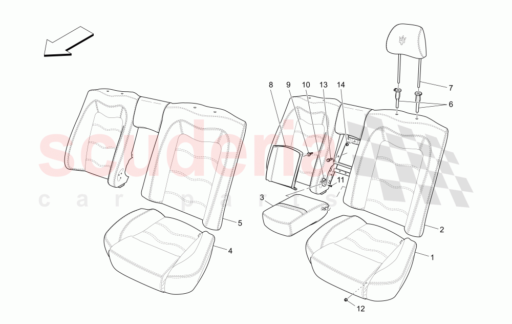 REAR SEATS: TRIM PANELS (Not available with: CENTENNIAL INTERNALS, Special Edition) of Maserati Maserati GranTurismo (2014+) Auto