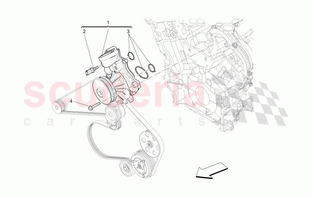 COOLING SYSTEM: WATER PUMP of Maserati Maserati Quattroporte (2017+) Diesel