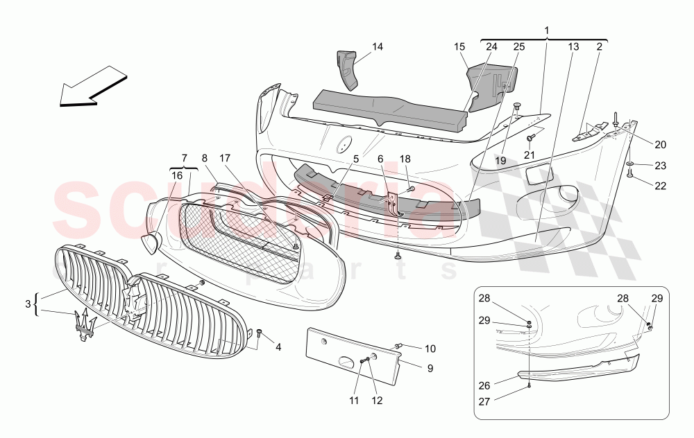 FRONT BUMPER (Not available with: Sport, Special Edition) of Maserati Maserati GranCabrio (2013+)