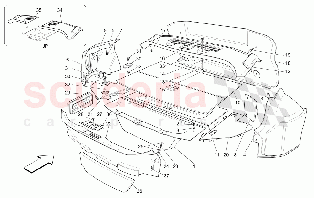 LUGGAGE COMPARTMENT MATS (Not available with: CENTENNIAL INTERNALS, Special Edition) of Maserati Maserati GranTurismo (2011-2012) S