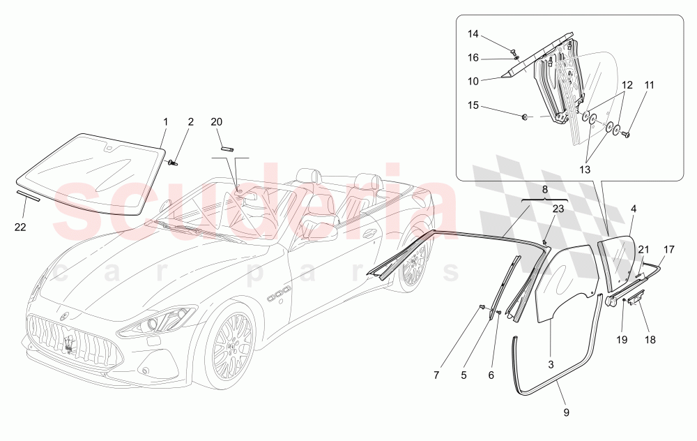 WINDOWS AND WINDOW STRIPS of Maserati Maserati GranCabrio (2016+) MC