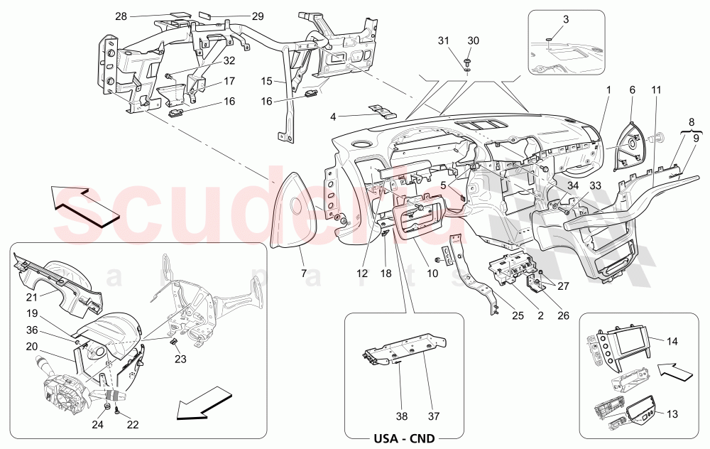 DASHBOARD UNIT (Not available with: CENTENNIAL INTERNALS, Special Edition) of Maserati Maserati GranTurismo (2011-2012) S