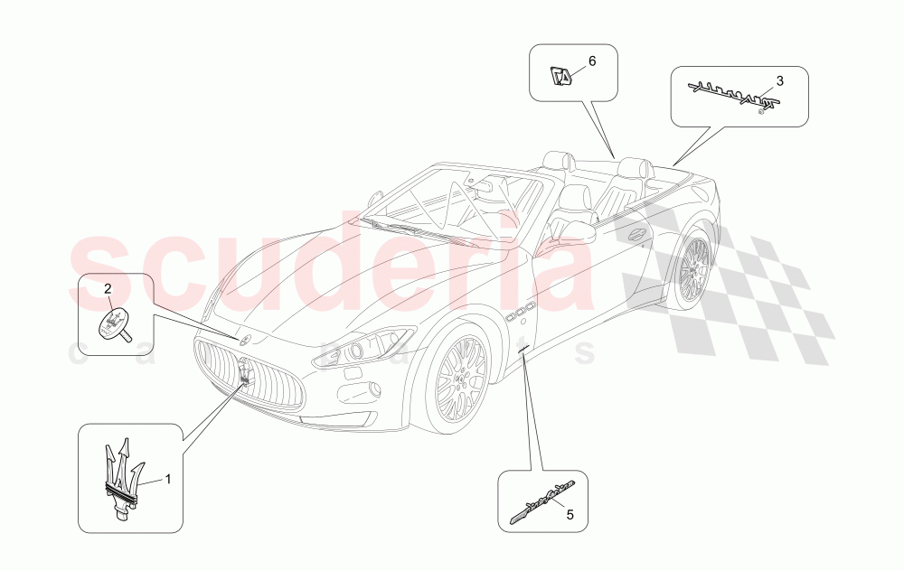 TRIMS, BRANDS AND SYMBOLS of Maserati Maserati GranCabrio (2013+)