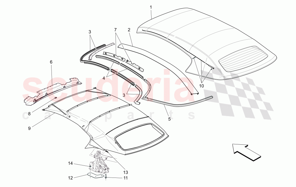 ELECTRICAL CAPOTE: LININGS (Not available with: CENTENNIAL INTERNALS, Special Edition) of Maserati Maserati GranCabrio (2013+) Sport