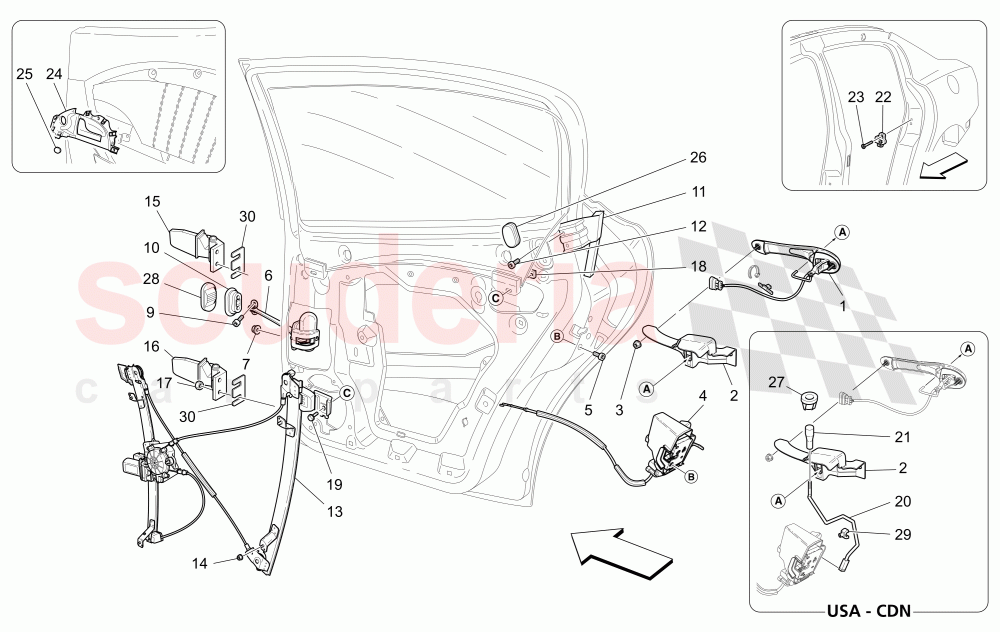 REAR DOORS: MECHANISMS of Maserati Maserati Quattroporte (2003-2007) Auto