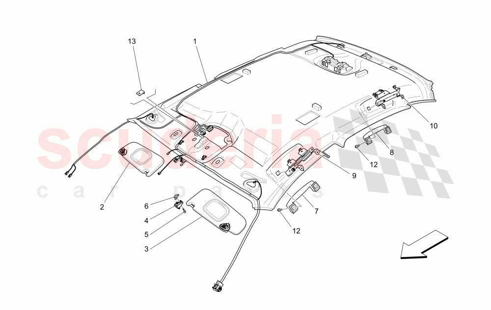 ROOF AND SUN VISORS of Maserati Maserati Quattroporte (2017+) S V6 410bhp