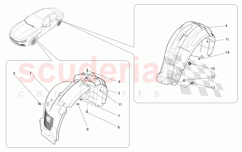 WHEELHOUSE AND LIDS of Maserati Maserati Ghibli (2014-2016)