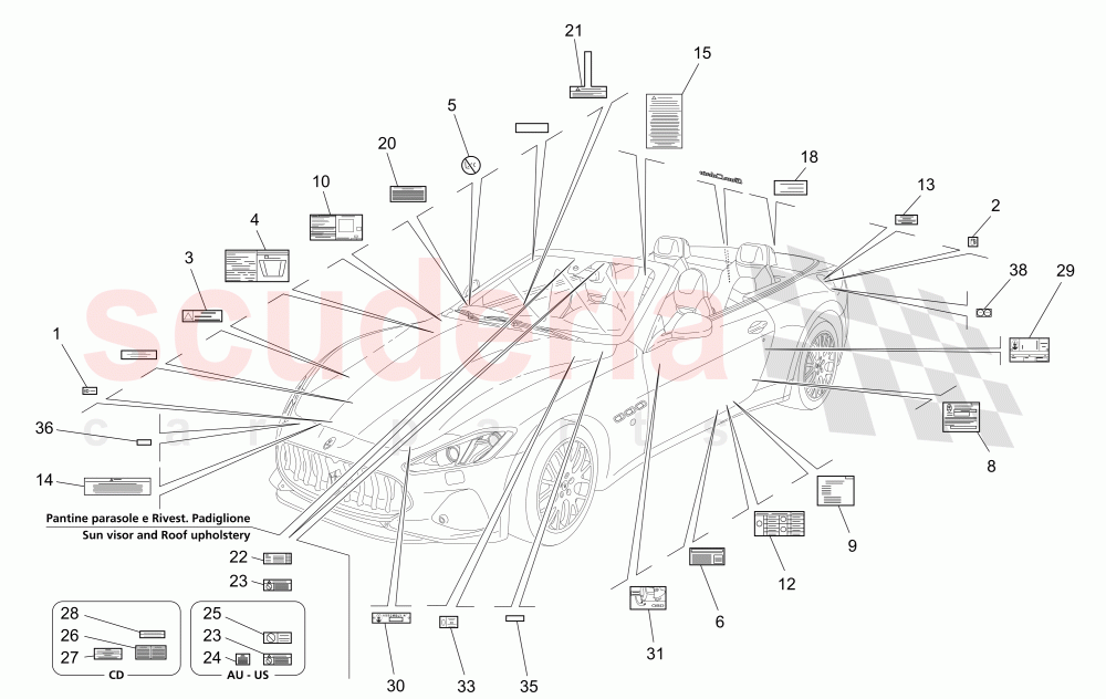 STICKERS AND LABELS of Maserati Maserati GranCabrio (2016+) MC